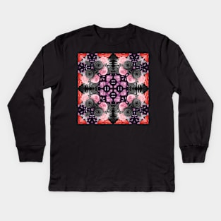 Crystal Hearts and Flowers Valentines Kaleidoscope pattern (Seamless) 41 Kids Long Sleeve T-Shirt